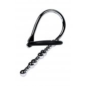 Серебристый уретральный плаг-бусины TOYFA Metal с мягким фиксириющим кольцом - ToyFa - купить с доставкой в Белгороде