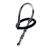 Серебристый уретральный плаг-бусины TOYFA Metal с мягким фиксириющим кольцом - ToyFa - купить с доставкой в Белгороде