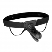 Полый страпон с двумя отростками и вибрацией Unisex Vibrating Hollow Strap-On Double Penetrating Dildo - 17,8 см. - Lux Fetish - купить с доставкой в Белгороде