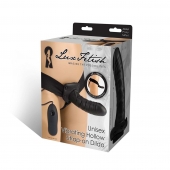 Чёрный полый страпон с вибрацией Unisex Vibrating Hollow Strap-On - 14 см. - Lux Fetish - купить с доставкой в Белгороде