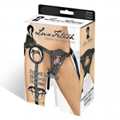 Черные трусики для страпона из патентованной кожи - Lux Fetish - купить с доставкой в Белгороде