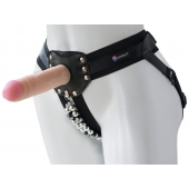 Черный пояс-трусики с насадкой  Гламур Dana  - 15,5 см. - LOVETOY (А-Полимер) - купить с доставкой в Белгороде