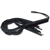 Чёрная кожаная плеть с жесткой ручкой - 63 см. - Sitabella - купить с доставкой в Белгороде