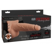 Телесный полый страпон с имитацией эякуляции 7.5  Hollow Squirting Strap-On with Balls Flesh - 21,6 см. - Pipedream - купить с доставкой в Белгороде