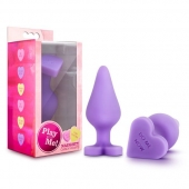 Фиолетовая анальная пробка Naughty Candy Heart Do Me Now - 8,9 см. - Blush Novelties - купить с доставкой в Белгороде