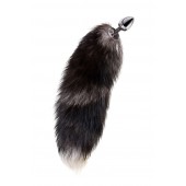 Серебристая металлическая анальная втулка с хвостом чернобурой лисы - размер S - ToyFa - купить с доставкой в Белгороде