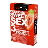 Презервативы для орального секса DOMINO Sweet Sex с ароматом клубничного коктейля  - 3 шт. - Domino - купить с доставкой в Белгороде