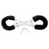 Меховые чёрные наручники Beginner s Furry Cuffs - Pipedream - купить с доставкой в Белгороде