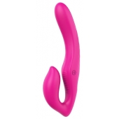 Ярко-розовый безремневой страпон REMOTE DOUBLE DIPPER - 22 см. - Dream Toys - купить с доставкой в Белгороде