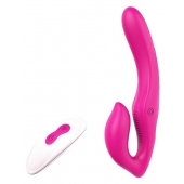 Ярко-розовый безремневой страпон REMOTE DOUBLE DIPPER - 22 см. - Dream Toys - купить с доставкой в Белгороде
