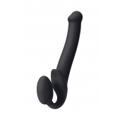 Черный безремневой страпон Silicone Bendable Strap-On M - Strap-on-me - купить с доставкой в Белгороде