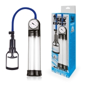 Прозрачная вакуумная помпа Sex Expert с манометром - Sex Expert - в Белгороде купить с доставкой
