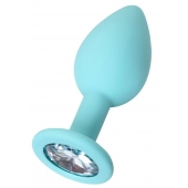 Мятная анальная пробка с прозрачным кристаллом Brilliant - 7 см. - ToyFa - купить с доставкой в Белгороде