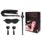 Эротический набор в черном цвете: маска, кляп, пэстисы, плётка - Notabu - купить с доставкой в Белгороде