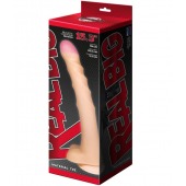 Телесный ребристый фаллоимитатор-супергигант с мошонкой на присоске - 39 см. - LOVETOY (А-Полимер)