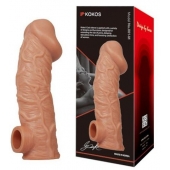 Телесная насадка на фаллос с отверстием для мошонки EXTREME SLEEVE - 17,6 см. - KOKOS - в Белгороде купить с доставкой