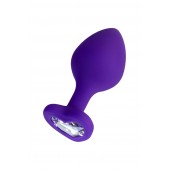 Фиолетовая анальная втулка Diamond Heart с прозрачным кристаллом - 8 см. - ToyFa - купить с доставкой в Белгороде