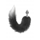 Серебристая анальная пробка с черным хвостом Galaxy - Lola Games - купить с доставкой в Белгороде