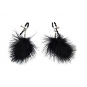 Зажимы на соски с черным пухом Euphoric - Lola Games - купить с доставкой в Белгороде