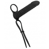 Черная вибронасадка для двойного проникновения Rori - 17 см. - Lola Games - купить с доставкой в Белгороде