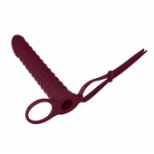 Бордовая вибронасадка для двойного проникновения Rori - 17 см. - Lola Games - купить с доставкой в Белгороде