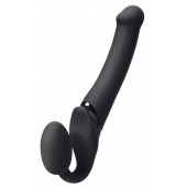 Черный безремневой вибрострапон Silicone Bendable Strap-On M - Strap-on-me - купить с доставкой в Белгороде