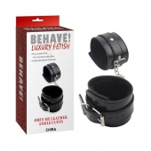 Черные оковы на ноги Obey Me Leather Ankle Cuffs - Chisa - купить с доставкой в Белгороде