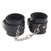 Черные оковы на ноги Obey Me Leather Ankle Cuffs - Chisa - купить с доставкой в Белгороде