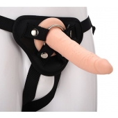 Телесный страпон на черных трусиках STRAP ON REAL DILDO - 20 см. - Dream Toys - купить с доставкой в Белгороде