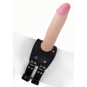 Черный узкий пояс на бедро с телесной насадкой - LOVETOY (А-Полимер) - купить с доставкой в Белгороде