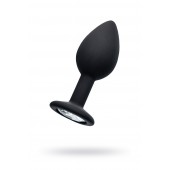 Черная анальная втулка с прозрачным стразом - 7,2 см. - POPO Pleasure - купить с доставкой в Белгороде