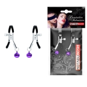 Оригинальные зажимы на соски с фиолетовыми шариками - Notabu - купить с доставкой в Белгороде