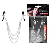 Оригинальные зажимы на соски с тройной цепочкой - Notabu - купить с доставкой в Белгороде