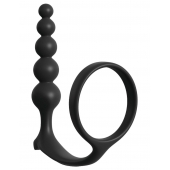 Черная анальная цепочка с эрекционным кольцом Ass-gasm Cockring Anal Beads - Pipedream - в Белгороде купить с доставкой