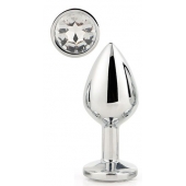 Серебристая анальная втулка с прозрачным кристаллом - 7,1 см. - Dream Toys - купить с доставкой в Белгороде