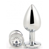 Серебристая анальная втулка с прозрачным кристаллом - 7,1 см. - Dream Toys - купить с доставкой в Белгороде