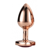 Золотистая анальная втулка с кристаллом-сердечком розового цвета - 7,1 см. - Dream Toys - купить с доставкой в Белгороде