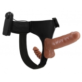 Страпон с вагинальной пробкой и вибрацией Ultra Passionate Harness - 16 см. - Baile - купить с доставкой в Белгороде