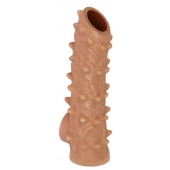Телесная насадка с шипами и открытой головкой Nude Sleeve M - 12 см. - KOKOS - в Белгороде купить с доставкой
