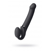 Черный безремневой вибрострапон Vibrating Bendable Strap-On L - Strap-on-me - купить с доставкой в Белгороде