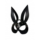 Черная кожаная маска зайки Miss Bunny - БДСМ Арсенал - купить с доставкой в Белгороде
