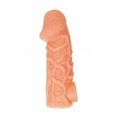 Телесная закрытая насадка с венками Cock Sleeve Size M - 15,6 см. - KOKOS - в Белгороде купить с доставкой