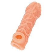 Телесная закрытая насадка с венками Cock Sleeve Size M - 15,6 см. - KOKOS - в Белгороде купить с доставкой