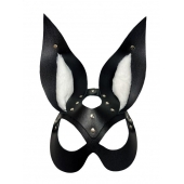 Черная маска зайки с белым мехом на ушках Miss Bunny - БДСМ Арсенал - купить с доставкой в Белгороде