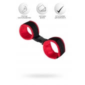 Красно-черные велюровые наручники Anonymo - ToyFa - купить с доставкой в Белгороде