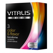 Цветные ароматизированные презервативы VITALIS PREMIUM color   flavor - 3 шт. - Vitalis - купить с доставкой в Белгороде