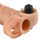 Телесная вибронасадка с кольцом Vibrating Real Feel 2 Extension - 16 см. - Pipedream - в Белгороде купить с доставкой