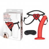 Красный поясной фаллоимитатор Red Heart Strap on Harness   5in Dildo Set - 12,25 см. - Lux Fetish - купить с доставкой в Белгороде