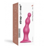 Розовая насадка Strap-On-Me Dildo Plug Beads size L - Strap-on-me - купить с доставкой в Белгороде