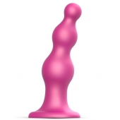 Розовая насадка Strap-On-Me Dildo Plug Beads size L - Strap-on-me - купить с доставкой в Белгороде